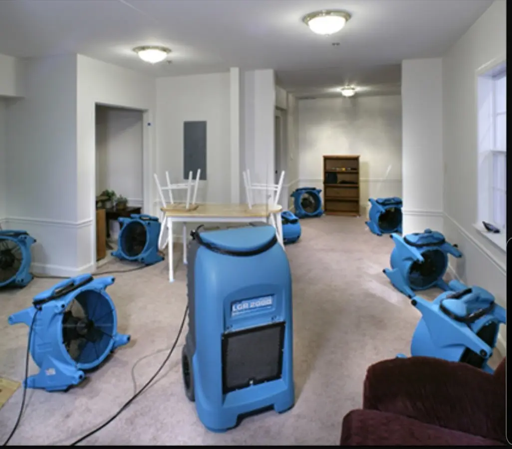 Air movers and dehumidifier setup for Water Extraction & Removal in Naugatuck